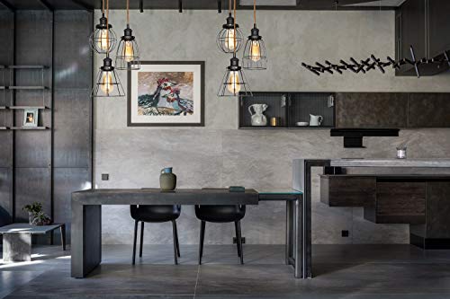 Industrial Retro Lámpara colgante Luz, Vintage Lámpara de techo Comedor TANGSHI Iluminación colgante E27 Enchufe, 3 Negro Metal cage