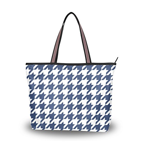 INGBAGS moda grande bolso de hombro América Pied De Poule patrón pata de gallo mujeres señoras bolso