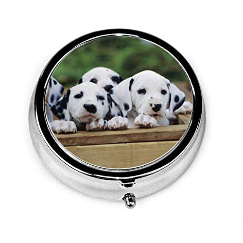 Inglés Taurus Dog Round Pill Box Case Medicine Holder Pocket para viaje portátil