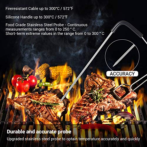 Inkbird IBT-2X 4.0 Termometro Barbacoa Digitales Termómetros de Cocina Bluetooth Termometro con Inoxidable Sonda Temporizador Portatil con Pantalla LED de Alarma Barbacoas Horno Parilla