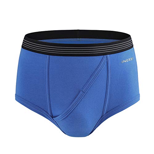 INNERSY Ropa Interior para Hombre Slips de Buena Elasticidad Briefs de Algodón Peinado Pack de 4 (S-EU 44, Serie Azul)