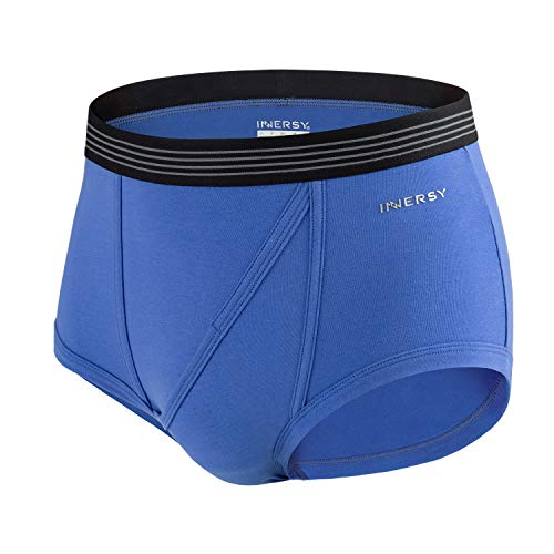 INNERSY Ropa Interior para Hombre Slips de Buena Elasticidad Briefs de Algodón Peinado Pack de 4 (S-EU 44, Serie Azul)