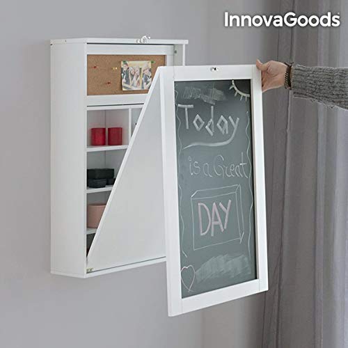 InnovaGoods Escritorio Plegable de Pared, Madera, Blanco, 80x50x18 cm