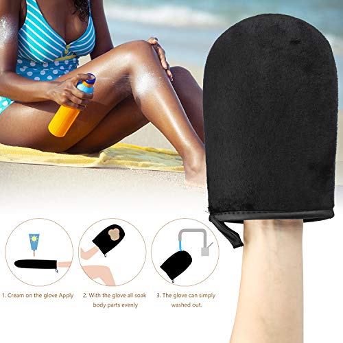 Inntek 2pcs Aplicador Autobronceador, Guante Autobronceador Corporal, Aplicador de Loción de Espalda 78CM Guante Autobronceador 12.5 * 19.5CM Lavable Doble Cara Reutilizable Aplicación de Loción