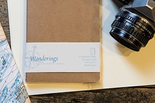 Insertos para Cuadernos de Viaje - Papel en Blanco - Juego de 3 | Recargas para cuadernos de viaje, diarios y agendas | Leather Journal Inserts | 21 cm x 11 cm