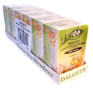Instant Dalgety Ginseng y jengibre con miel té - té del Caribe Real. Conocido para estimular su sistema inmune. Paquete de 6 - Total 120 acidez. Small fuerza de té. 100% té de hierbas naturales. Producto de Reino Unido