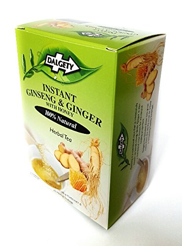 Instant Dalgety Ginseng y jengibre con miel té - té del Caribe Real. Conocido para estimular su sistema inmune. Paquete de 6 - Total 120 acidez. Small fuerza de té. 100% té de hierbas naturales. Producto de Reino Unido