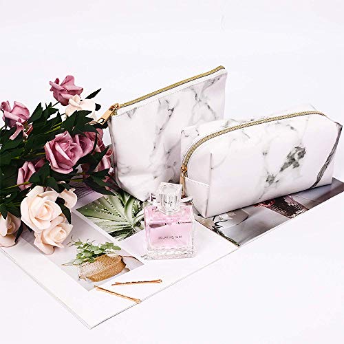 Integrity.1 Bolsa de Maquillaje de Mármol, 2 Piezas Bolsas de Cosméticos Portátiles Livianas, Bolsas de Cosméticos Portátiles de PU, para Fiestas al Aire Libre, Viajes Cortos y Fiestas, etc.