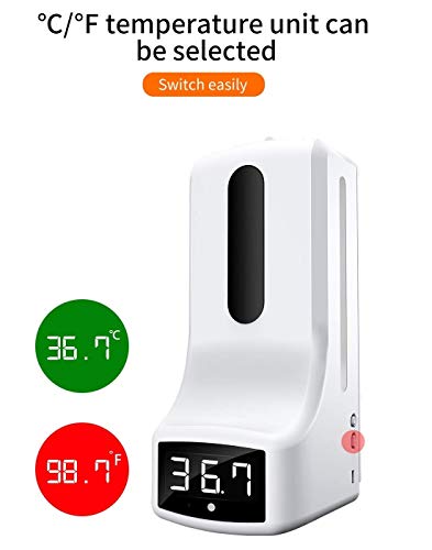 Intelligent Sensor automático de la caja del jabón de manos libres sin contacto corporal sensible a la luz del sensor Distancia Termómetro + 1000ml automática sin contacto Alimentador del jabón líquid