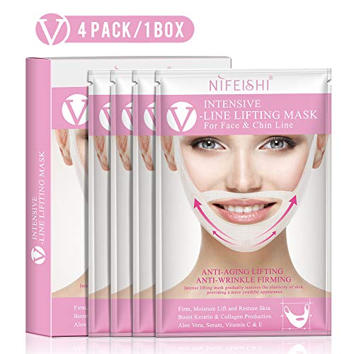 Intensive-Line Lifiting Mask for Face & Chin Line, Anti-aging lifiting, Anti-Wrinkle Firming (4Pcs/Box)