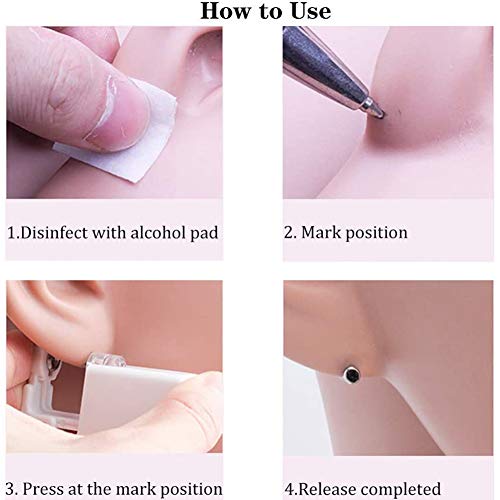 INTVN 6 Unids Piercing Desechable Herramienta Pistola de Piercing de Oreja Nariz Herramienta de Perforación Estéril,Pistola Perforadora Ningún Dolor Taladrador ，con algodón de Alcohol