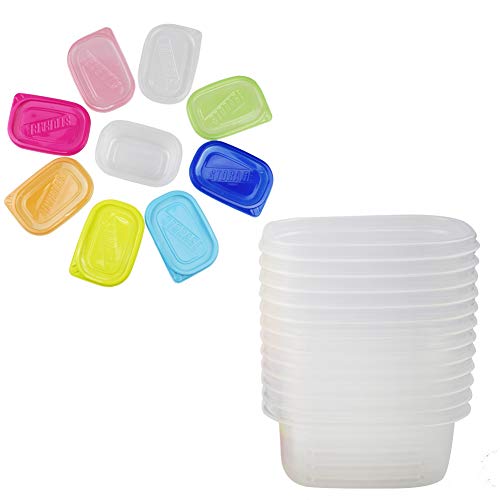 INTVN Set DE 12 Contenedores Cuadrados de Plástico, Para Limo, Perlas, Almacenamiento de pintura o semillas, Organizador de Artículos Pequeños con tapas.