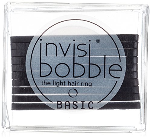 invisibobble Basic True Black, The Light Hair Ring, ultraligera pelo goma para cada día, 10 unidades