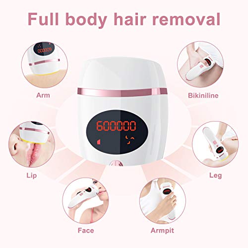 IPL Depiladora de Luz Pulsada, 600,000 Flashes Láser de Depilación Permanente para Cuerpo y Cara Dispositivo Láser Profesional sin Dolor para el Hogar