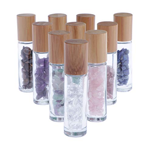 IPOTCH 10pcs Botellas De Rodillo De Masaje De Aceites Esenciales Transparentes De Vidrio Roll On Botellas De Perfume/Aromaterapia A Prueba De Fugas