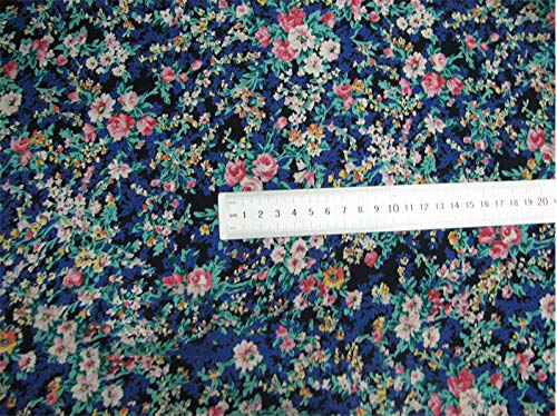 IQQI Azul Marino De La Tela Linda Pequeña Floral, Fina Seda, Tela De Seda Cómoda