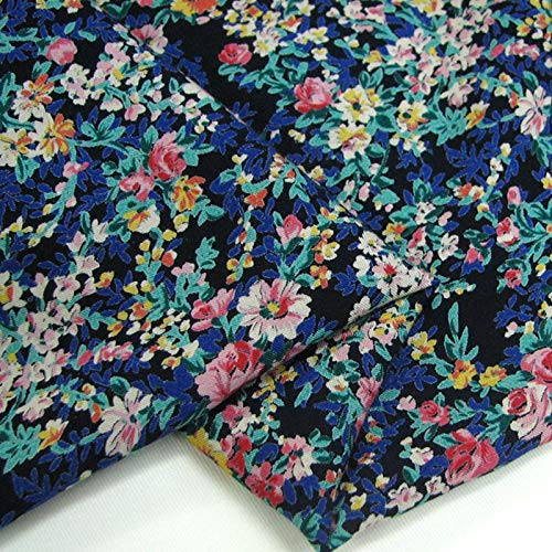 IQQI Azul Marino De La Tela Linda Pequeña Floral, Fina Seda, Tela De Seda Cómoda