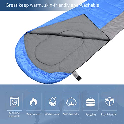 IREGRO Saco de Dormir, Cálido e Impermeable, Verano, Primavera, Otoño, Uso en Interiores o Acampar al Aire Libre, Senderismo, Viajes
