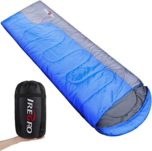 IREGRO Saco de Dormir, Cálido e Impermeable, Verano, Primavera, Otoño, Uso en Interiores o Acampar al Aire Libre, Senderismo, Viajes