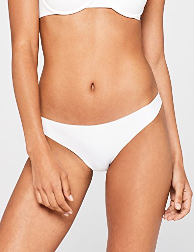 Iris & Lilly Calzoncillo Tanga de Microfibra Mujer, Pack de 5, Blanco (White), M, Label: M