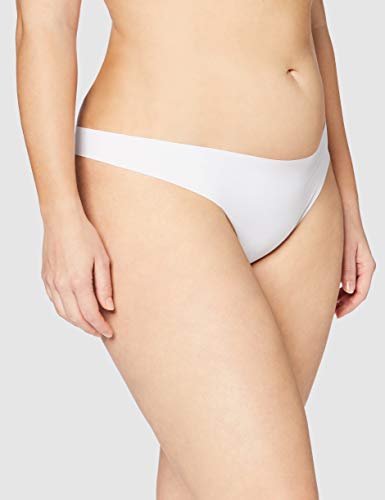 Iris & Lilly Calzoncillo Tanga de Microfibra Mujer, Pack de 5, Blanco (White), M, Label: M