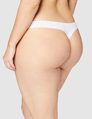 Iris & Lilly Calzoncillo Tanga de Microfibra Mujer, Pack de 5, Blanco (White), M, Label: M