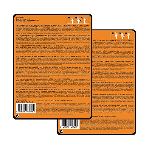 Iroha Nature - Guantes Reparadores para Manos con Melocotón, Pomelo y Vitamina E, Pack 2 unidades | Mascarilla Guantes Reparadora Melocotón