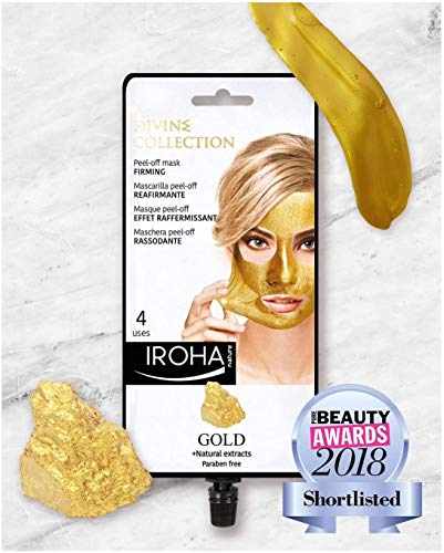 Iroha Nature -Mascarilla Facial Reafirmante Peel Off con Oro 24k, 1 packs 4 usos | Mascarilla Peel-Off ORO 24K Reafirmante
