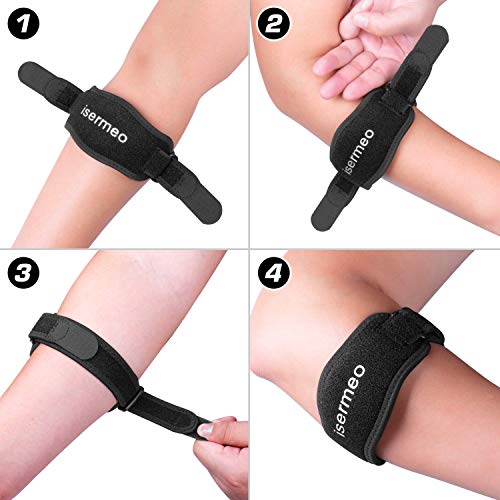 isermeo Coderas, Codo de Tenista, 2 Piezas Codo de Golfista per Alivio del Dolor y Recuperación de Epicondilitis Lateral y Tendinitis, Impermeable Golf y Tenis Brazalete Banda, Azul