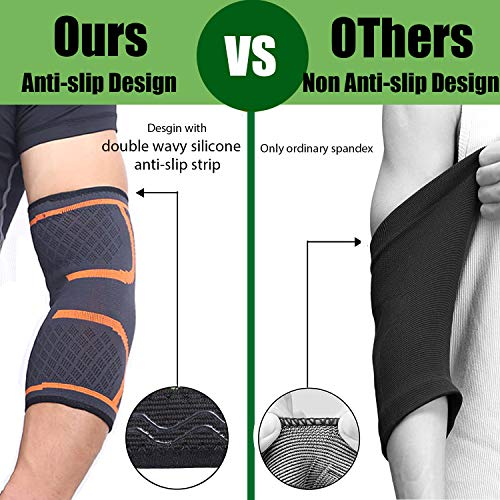 isermeo Coderas Deportivas, Soporte para Codo,Protector de codo Seguridad Alivio Del Dolor para tendinitis, Codo Golfista y Codo tenista, codera Deportiva, codera epicondilitis (Naranja, M)