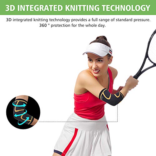 isermeo Coderas Deportivas, Soporte para Codo,Protector de codo Seguridad Alivio Del Dolor para tendinitis, Codo Golfista y Codo tenista, codera Deportiva, codera epicondilitis (Naranja, M)