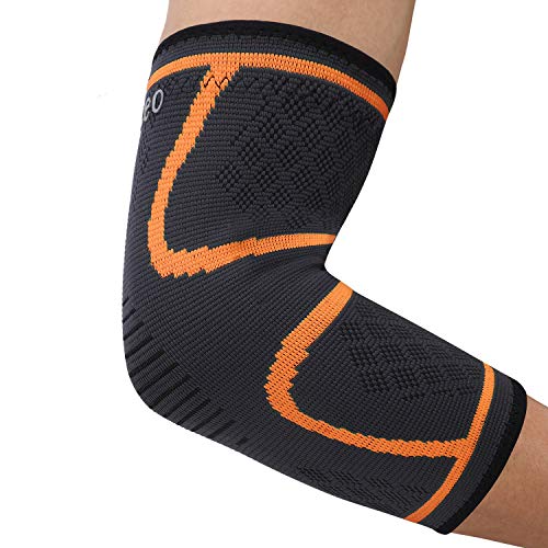 isermeo Coderas Deportivas, Soporte para Codo,Protector de codo Seguridad Alivio Del Dolor para tendinitis, Codo Golfista y Codo tenista, codera Deportiva, codera epicondilitis (Naranja, M)