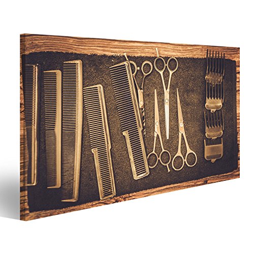 islandburner Cuadro Accesorios de peluquería en barbería Impresión sobre Lienzo - Formato Grande - Cuadros Modernos JLY