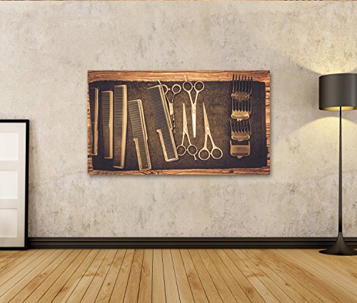 islandburner Cuadro Accesorios de peluquería en barbería Impresión sobre Lienzo - Formato Grande - Cuadros Modernos JLY