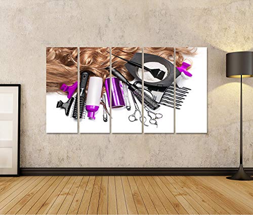 islandburner Cuadro en Lienzo Accesorios de peluquería para teñir el Pelo sobre un Fondo Blanco Cuadros Modernos Decoracion Impresión Salon