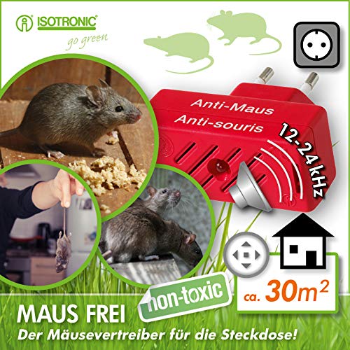 ISOTRONIC Repelente Ultrasónico de Plagas Ahuyentador de Ratas y Ratones Antiplagas