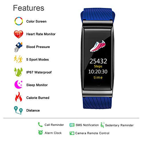 iSwim Pulsera Actividad, Pulsera Inteligente con Pulsómetro Pulsera Deportiva y Monitor de Ritmo Cardíaco Monitor de Actividad (Azul de sílice)