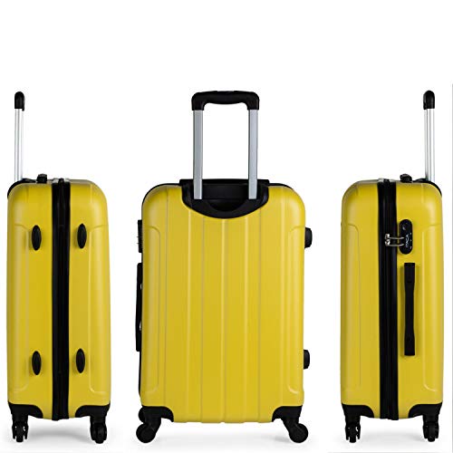 ITACA - Juego Maletas de Viaje Rígidas 4 Ruedas Trolley 55/64/73 cm ABS. Resistentes Cómodas Prácticas y Ligeras. Pequeña Cabina Mediana y Grande 771100, Color Amarillo