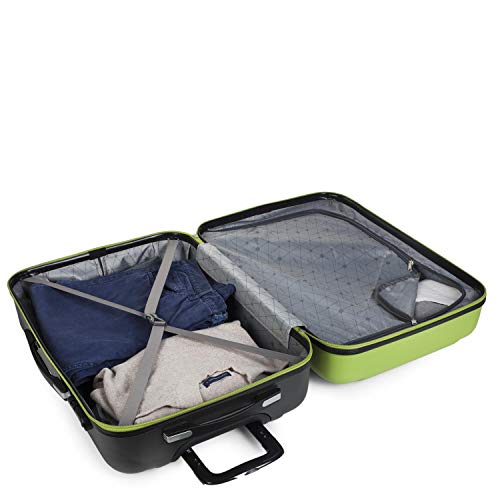 ITACA - Maleta Cabina de Viaje Rígida 4 Ruedas Trolley 55 cm ABS. Equipaje de Mano. Pequeña Práctica Cómoda y Ligera Low Cost Ryanair, Estudiante. 71150, Color Pistacho-Antracita