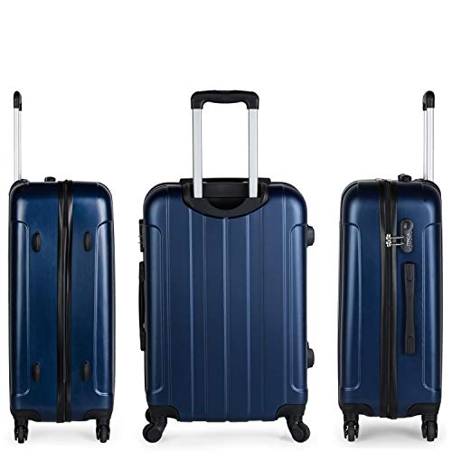 ITACA - Maleta de Viaje Rígida 4 Ruedas Trolley 63 cm Mediana ABS Lisa. Cómoda Resistente y Ligera. Calidad Diseño Ideal para Estudiantes y Profesionales. 771160, Color Marino