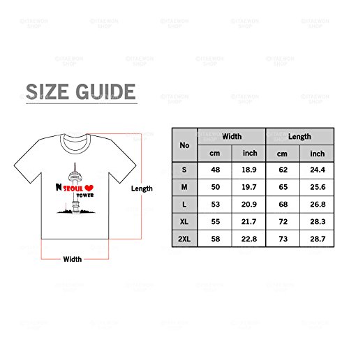 Itaewon Shop Torre n de seúl Camiseta de 3 Colores Asian x-Large Negro