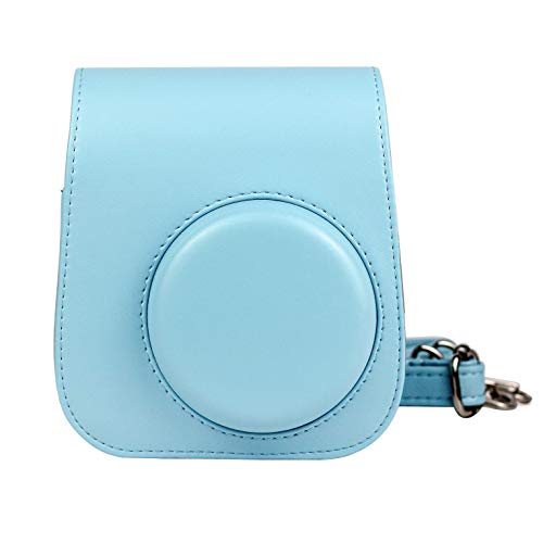 Itian Funda Fuji Instax Mini 11, Mini PU Funda de Cuero para cámara para Fujifilm Instax Mini 11，Bolsa de Transporte de Color sólido Azul