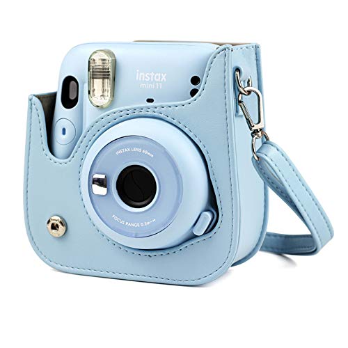 Itian Funda Fuji Instax Mini 11, Mini PU Funda de Cuero para cámara para Fujifilm Instax Mini 11，Bolsa de Transporte de Color sólido Azul