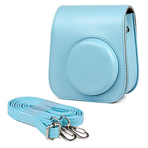Itian Funda Fuji Instax Mini 11, Mini PU Funda de Cuero para cámara para Fujifilm Instax Mini 11，Bolsa de Transporte de Color sólido Azul