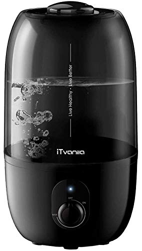 iTvanila Humidificador Ultrasónico Silencioso, 2.7L Humidificador de Vapor Frío para Bebés Dormitorio y Oficina Dura hasta 28 Horas, Vapor Controlable, Auto Apagado sin Agua (C1A)