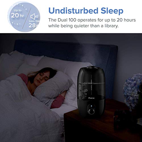 iTvanila Humidificador Ultrasónico Silencioso, 2.7L Humidificador de Vapor Frío para Bebés Dormitorio y Oficina Dura hasta 28 Horas, Vapor Controlable, Auto Apagado sin Agua (C1A)