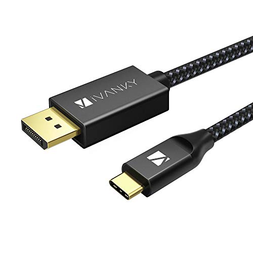 IVANKY Cable USB C a DisplayPort (4K@60Hz), 2M Nylon Tipo C DisplayPort Cable Thunderbolt 3, Compatible con MacBook Pro 2018/2017, iPad Pro 2018, Samsung Galaxy S9/S8, Huawei Mate 10/20, P20 - Negro