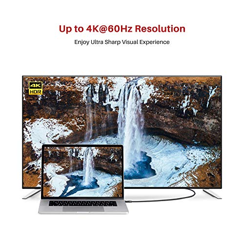 IVANKY Cable USB C a DisplayPort (4K@60Hz), 2M Nylon Tipo C DisplayPort Cable Thunderbolt 3, Compatible con MacBook Pro 2018/2017, iPad Pro 2018, Samsung Galaxy S9/S8, Huawei Mate 10/20, P20 - Negro