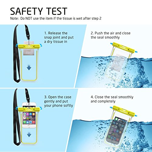 ivoler [IPX8 Certificado] [2 Unidades] Funda Bolsa Móvil Impermeable Universal para Xiaomi, iPhone, Samsung Galaxy, Huawei, Smartphones, Monedas, Pasaporte, etc. (Verde+Rosa)