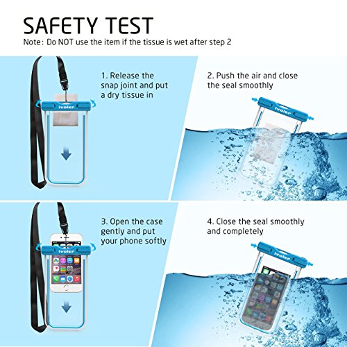 ivoler [IPX8 Certificado] [3 Unidades] Funda Bolsa Móvil Impermeable Universal para Xiaomi, iPhone, Samsung Galaxy, Huawei, Smartphones, Monedas, Pasaporte, etc. (Azul+Verde+Rosa)
